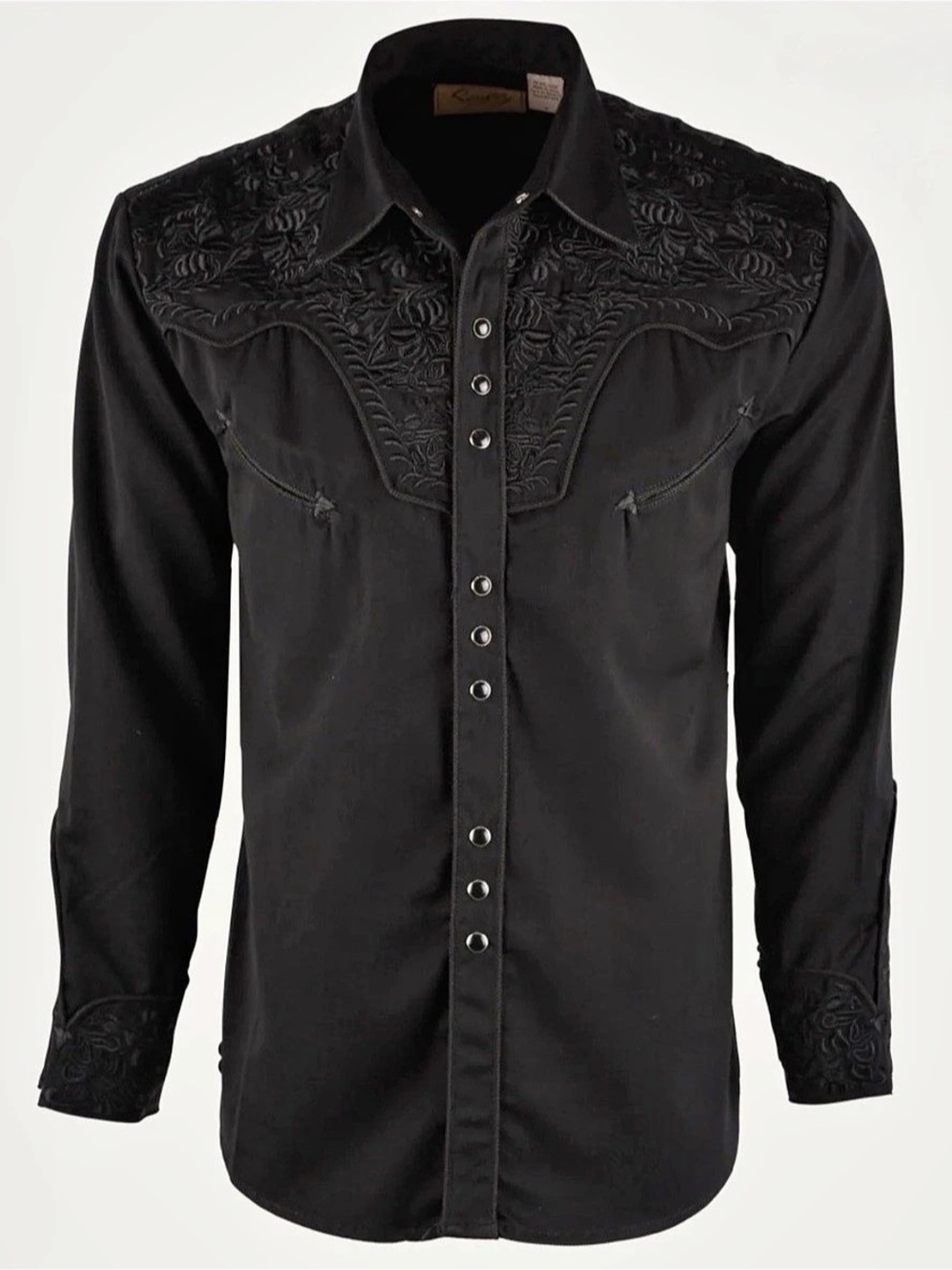 Scully Men's Floral Embroidered Retro Western Snap Shirt Western